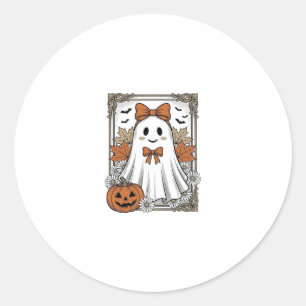 Süßes Halloween-Geist Vintage-Stickerei-Shirt-Desi Runder Aufkleber