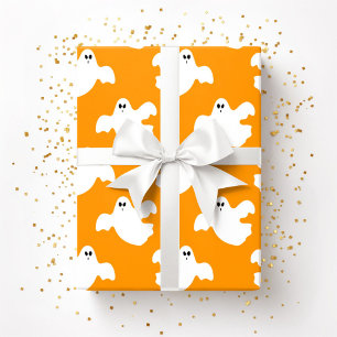 Süßes Halloween-Geister-Muster Orange Geschenkpapier