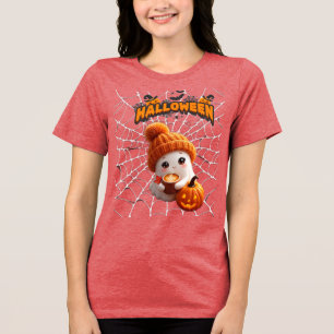 Süßes Halloween-Gespenst mit Kürbis-T-Shirt Tri-Blend Shirt