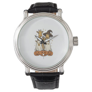 Süßes Halloween-Giraffen-Geister-Kürbis-Shirt-Desi Armbanduhr