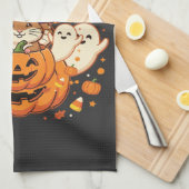 Süßes Halloween Hamster Kürbis Geist Design_1 Geschirrtuch (Viertel Falte)