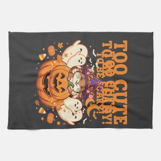 Süßes Halloween Hamster Kürbis Geist Design_1 Geschirrtuch (Horizontal)