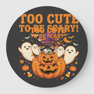 Süßes Halloween Hamster Kürbis Geist Design_1 Große Wanduhr