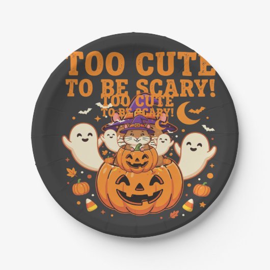 Süßes Halloween Hamster Kürbis Geist Design_1 Pappteller (Vorderseite)