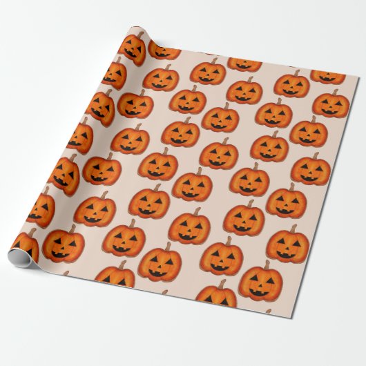 Süßes Halloween-Jack-O-Lantern-Kürbismuster-Wrap Geschenkpapier (Ungerollt)