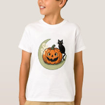 Süßes Halloween-Katz auf Kürbis-Kinder-T-Shirt
