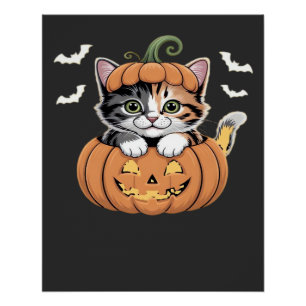 Süßes Halloween-Kätzchen in einem Kürbis Classic T Poster