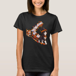 Süßes Halloween-Katzen-Besen-Geisterparade-Shirt-D T-Shirt