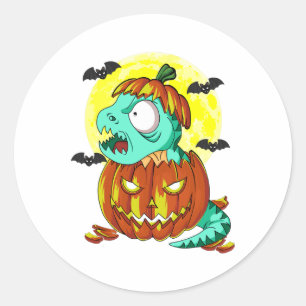 Süßes Halloween-Kostüm T-Rex-Fan Kürbis Thanksgivi Runder Aufkleber