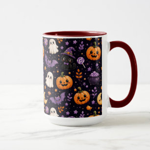 Süßes Halloween-Kürbis-Geister-Katzen-Fledermaus-M Tasse