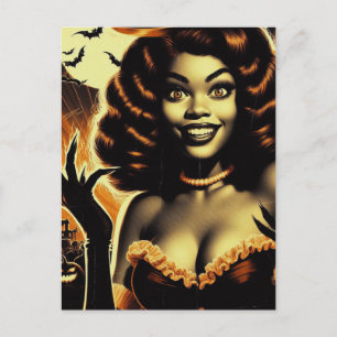Süßes Halloween-Mädchen Postkarte