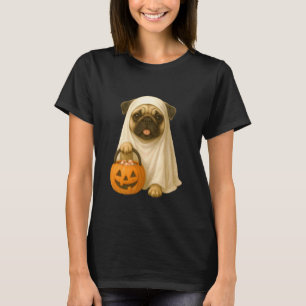 Süßes Halloween-Mops-Geist-Kürbis-Kostüm Welpen-Hu T-Shirt