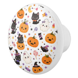 Süßes Halloween-Muster mit niedlichen Kürbissen Keramikknauf