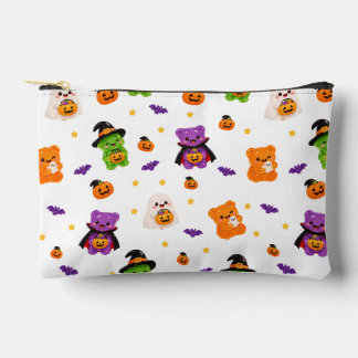 Süßes Halloween-Nahtloses Muster – Kawaii-Kürbisse Zubehörtasche