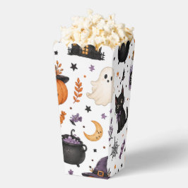 Süßes Halloween-Nahtlosmuster mit schwarzen Katzen Geschenkschachtel