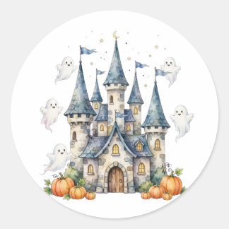 Süßes Halloween-Schloss-Geister-Kürbis-Kinder Runder Aufkleber