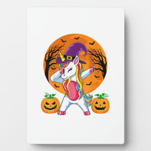 Süßes Halloween-Shirt Mädchen Frauen Witchy Einhor Fotoplatte