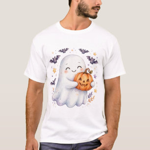 Süßes Halloween T-Shirt mit Geist, der Kürbis umar