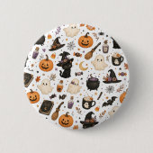 Süßes Halloween-Wasserfarbmuster mit schwarzen Kat Button (Vorderseite)