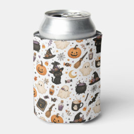 Süßes Halloween-Wasserfarbmuster mit schwarzen Kat Dosenkühler