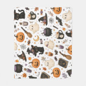 Süßes Halloween-Wasserfarbmuster mit schwarzen Kat Fleecedecke (Vorderseite)