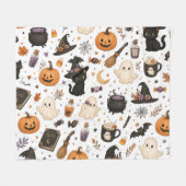 Süßes Halloween-Wasserfarbmuster mit schwarzen Kat Fleecedecke (Vorderseite (Horizontal))