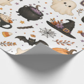 Süßes Halloween-Wasserfarbmuster mit schwarzen Kat Geschenkpapier (Ecke)
