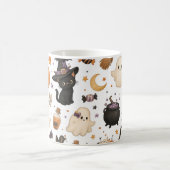 Süßes Halloween-Wasserfarbmuster mit schwarzen Kat Kaffeetasse (Mittel)