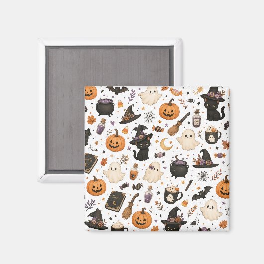 Süßes Halloween-Wasserfarbmuster mit schwarzen Kat Magnet (Vorderseite/Rückseite)