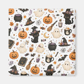 Süßes Halloween-Wasserfarbmuster mit schwarzen Kat Magnet (Vorne)