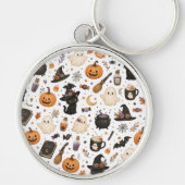 Süßes Halloween-Wasserfarbmuster mit schwarzen Kat Schlüsselanhänger (Vorne)