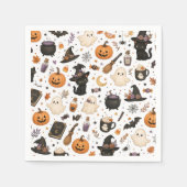 Süßes Halloween-Wasserfarbmuster mit schwarzen Kat Serviette (Vorderseite)