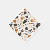Süßes Halloween-Wasserfarbmuster mit schwarzen Kat Serviette (Ecke)