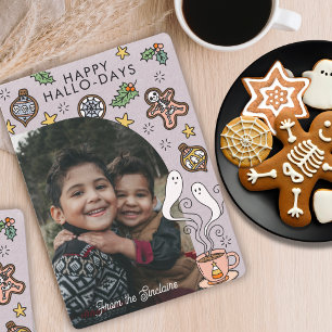 Süßes Halloween-Weihnachts-Familienfoto Feiertagskarte