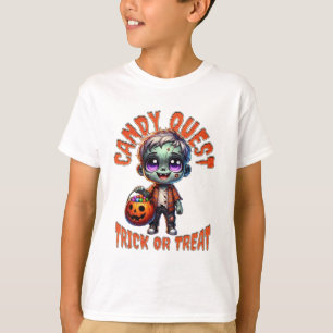 Süßes Halloween-Zombie-Kind-Candy-Quest-T-Shirt T-Shirt