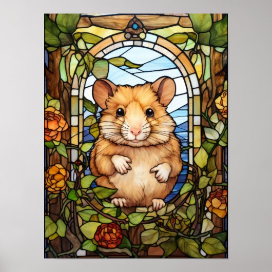 Süßes Hamster-Buntglasfenster-Design Poster (Vorne)