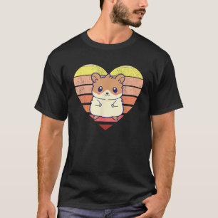 Süßes Hamster-Design Retro-Herzform Vintage T-Shirt