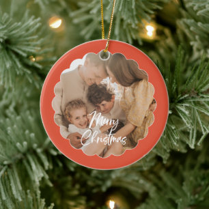 Süßes handgeschriebenes Skript Frohe Weihnachten F Keramik Ornament