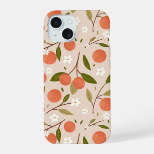 Süßes handgezeichnetes Orangenblüten-Nahtlosmuster iPhone 15 Hülle
