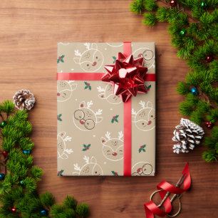 Süßes handgezeichnetes Rentier-Weihnachtsmuster Geschenkpapier