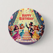 Süßes Happy Birthday-Masquerade-Thema Button (Vorderseite)