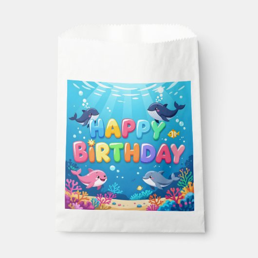 Süßes Happy Birthday nautischer Delfin Geschenktütchen (Vorderseite)