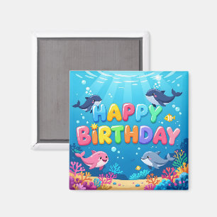 Süßes Happy Birthday nautischer Delfin Magnet
