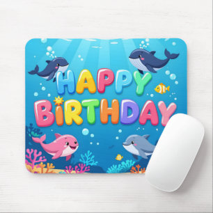 Süßes Happy Birthday nautischer Delfin Mousepad