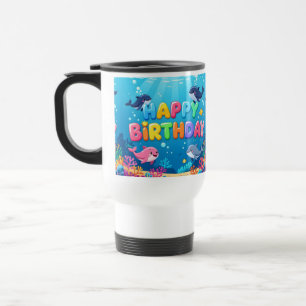 Süßes Happy Birthday nautischer Delfin Reisebecher