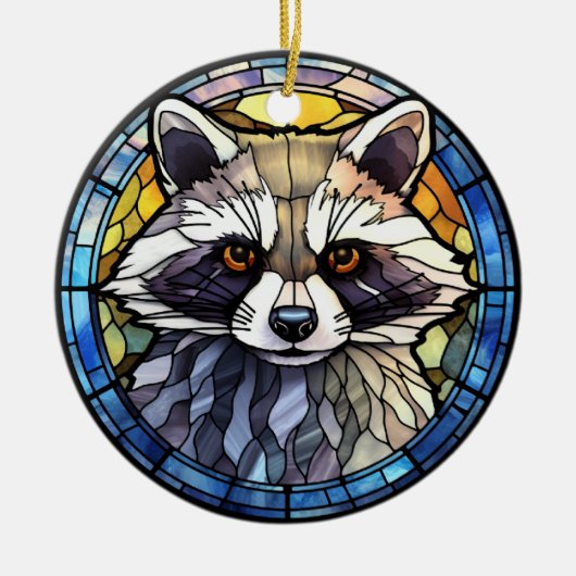 Süßes Hartglas Frisky Raccoon Keramik Ornament (Vorne)