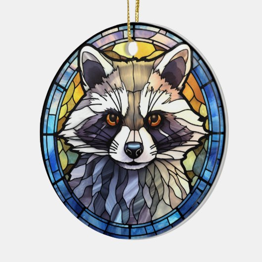 Süßes Hartglas Frisky Raccoon Keramik Ornament (Links)