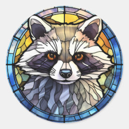 Süßes Hartglas Frisky Raccoon Runder Aufkleber