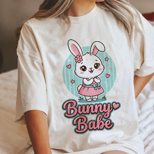 Süßes Häschen-Babe Kawaii-Kaninchen-Rosa-Kleid Gra Tri-Blend Shirt