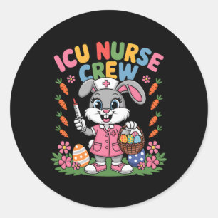 Süßes Häschen-Krankenschwester Ostern ICU Krankens Runder Aufkleber